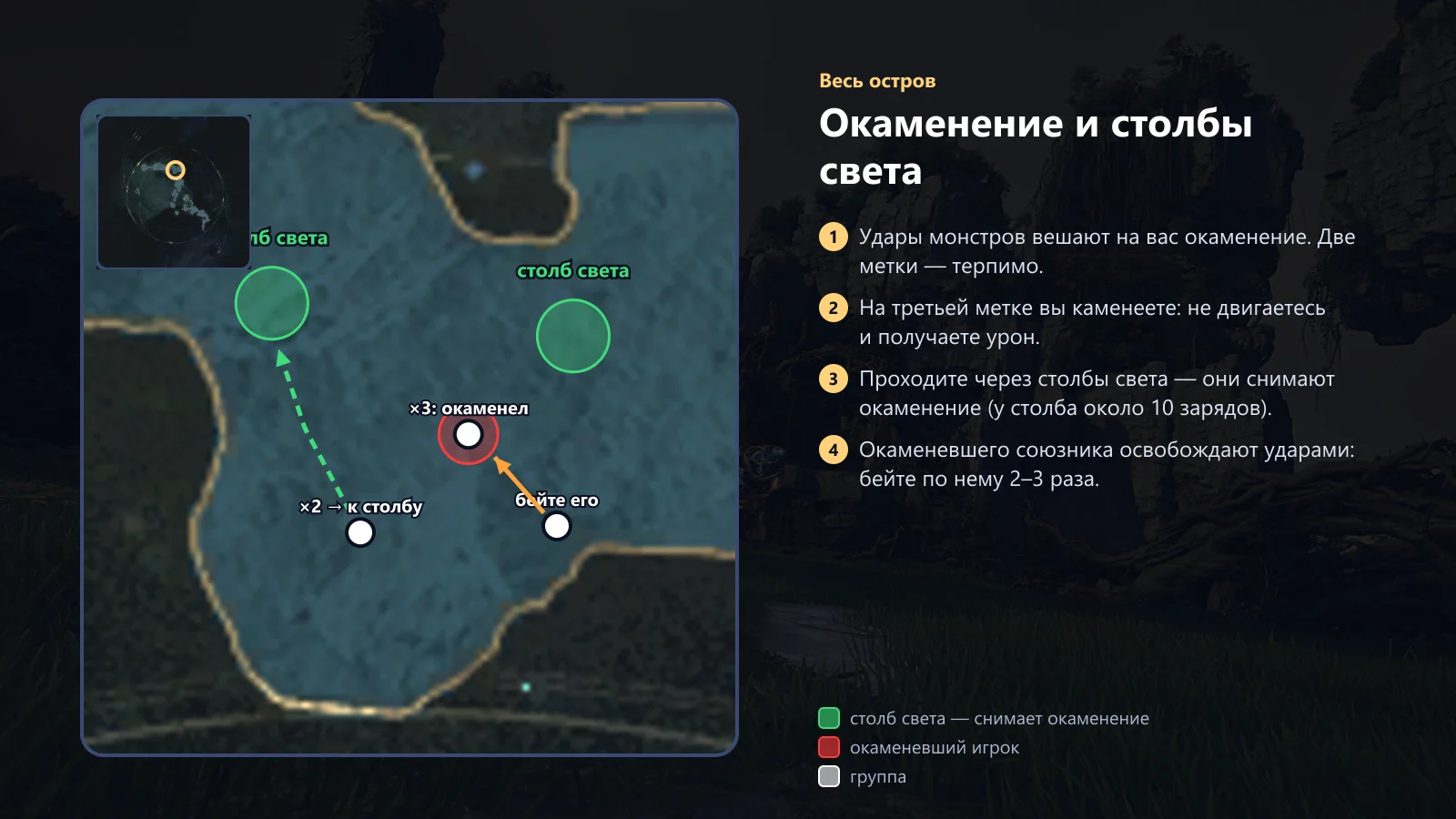 Окаменение и столбы света