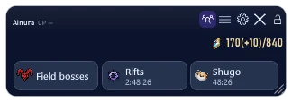 In-game overlay — Idle with pointer hover: mode, menu, Settings, Lock and Close controls are visible.